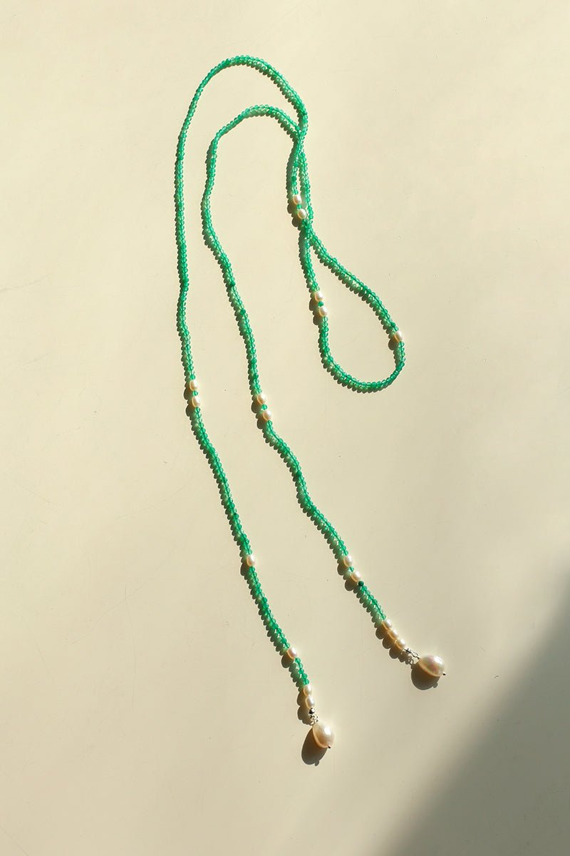 Vital Harmony Green Agate & Pearl Necklace - floysun