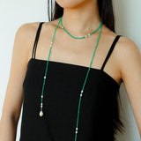 Vital Harmony Green Agate & Pearl Necklace - floysun