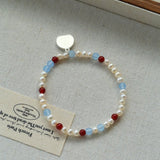 Waltz in Color Red & Blue Agate Pearl Bracelet - floysun
