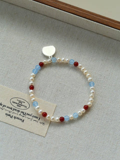 Waltz in Color Red & Blue Agate Pearl Bracelet - floysun
