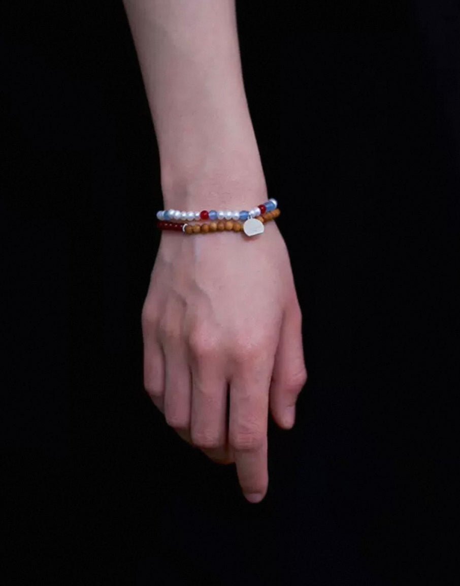 Waltz in Color Red & Blue Agate Pearl Bracelet - floysun