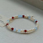 Waltz in Color Red & Blue Agate Pearl Bracelet - floysun