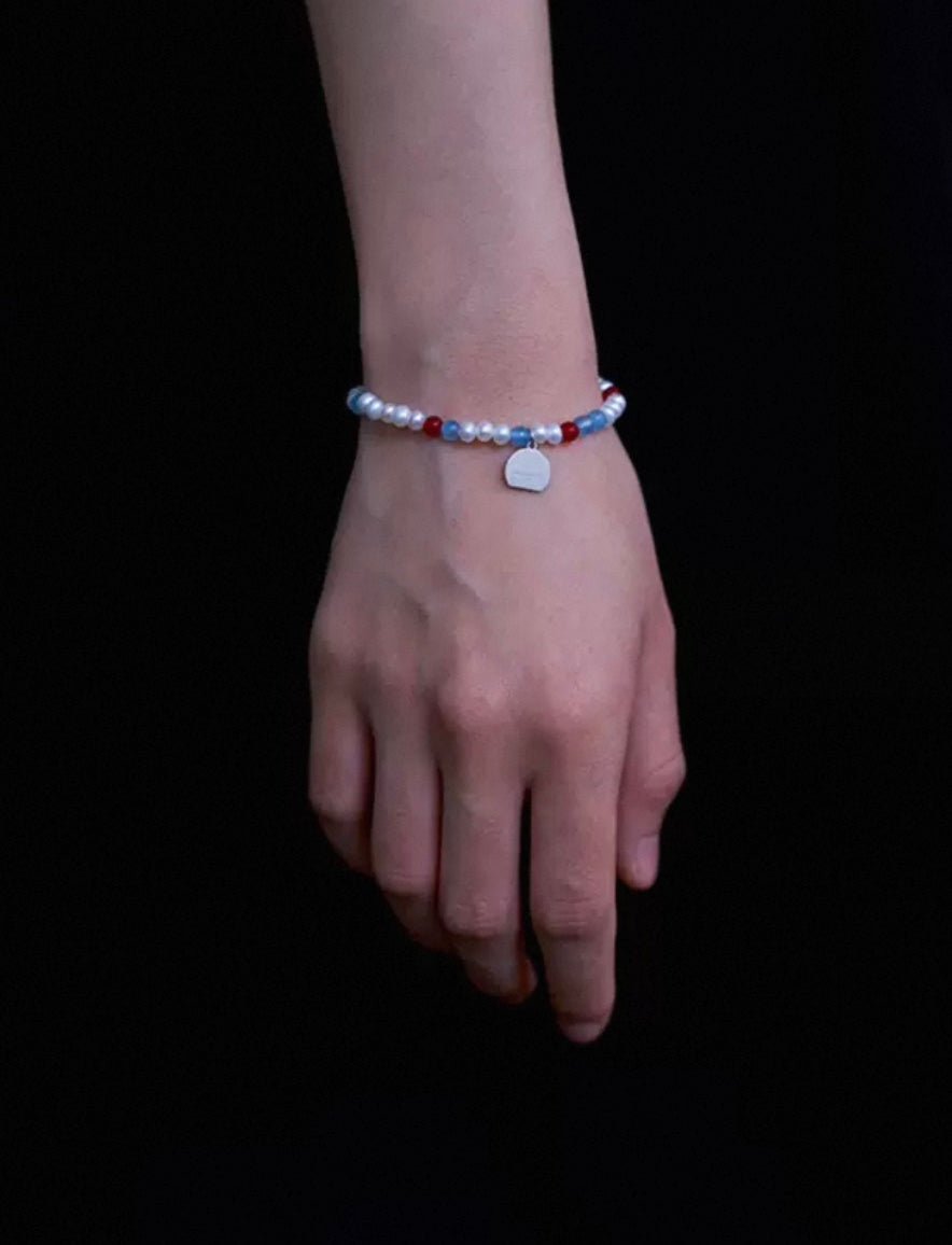 Waltz in Color Red & Blue Agate Pearl Bracelet - floysun