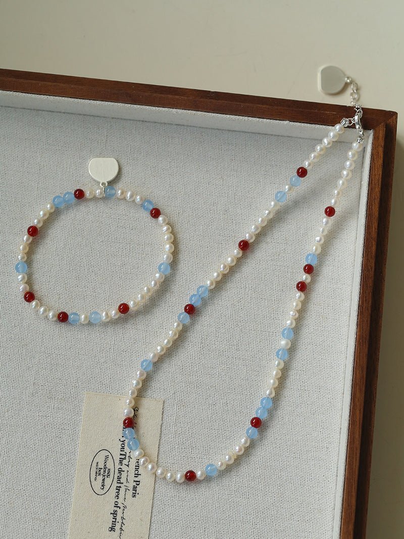 Waltz in Color Red & Blue Agate Pearl Bracelet - floysun
