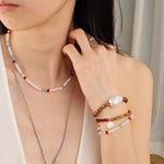 Waltz in Color Red & Blue Agate Pearl Necklace - floysun