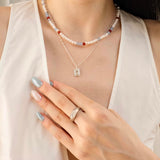 Waltz in Color Red & Blue Agate Pearl Necklace - floysun