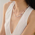 Waltz in Color Red & Blue Agate Pearl Necklace - floysun