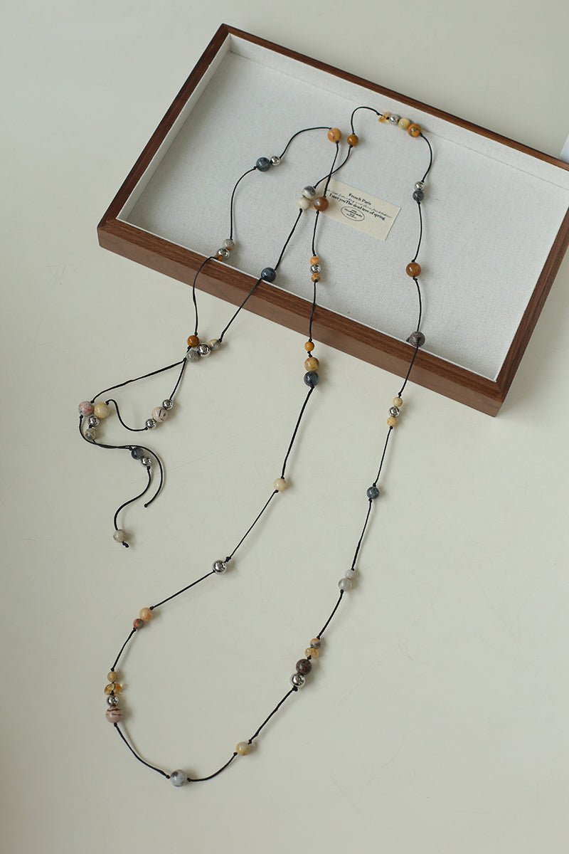 Wandering Stone Long Natural Gemstone Rope Necklace - floysun