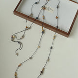 Wandering Stone Long Natural Gemstone Rope Necklace - floysun