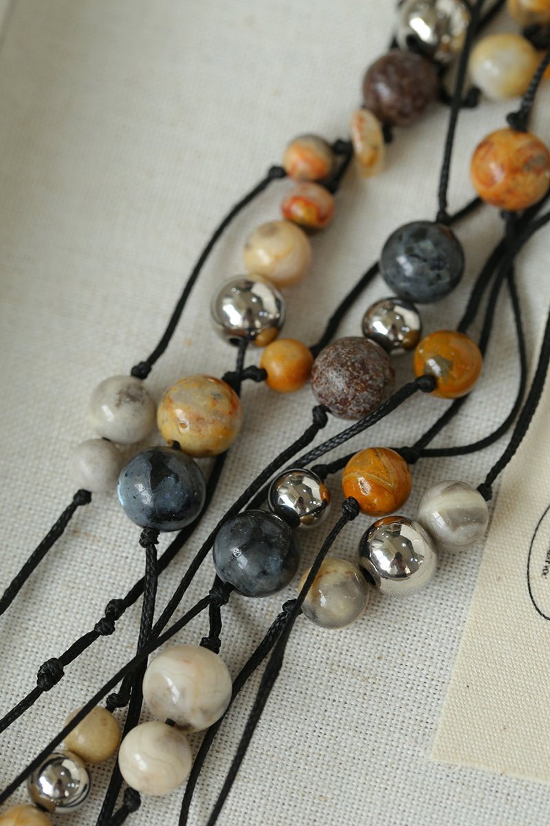 Wandering Stone Long Natural Gemstone Rope Necklace - floysun