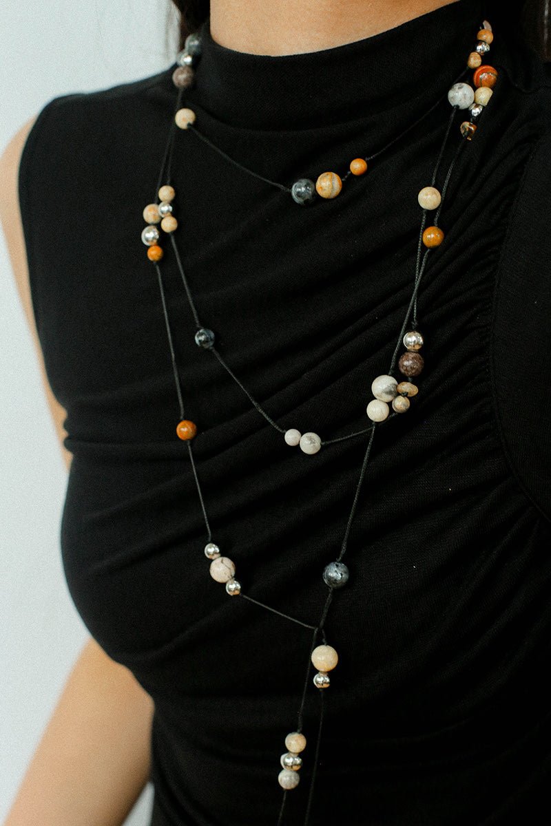 Wandering Stone Long Natural Gemstone Rope Necklace - floysun