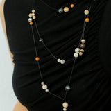 Wandering Stone Long Natural Gemstone Rope Necklace - floysun