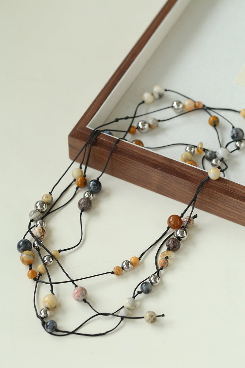 Wandering Stone Long Natural Gemstone Rope Necklace - floysun