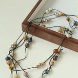 Wandering Stone Long Natural Gemstone Rope Necklace - floysun