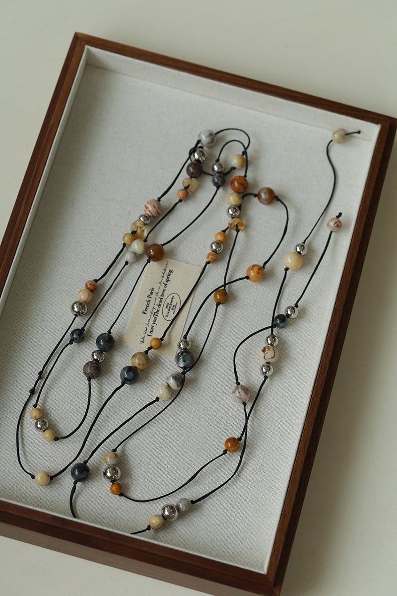 Wandering Stone Long Natural Gemstone Rope Necklace - floysun