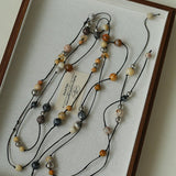 Wandering Stone Long Natural Gemstone Rope Necklace - floysun