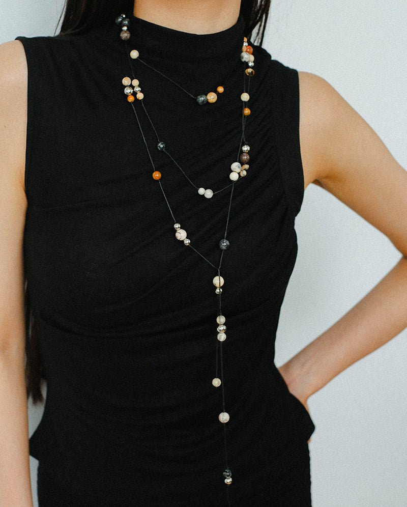 Wandering Stone Long Natural Gemstone Rope Necklace - floysun