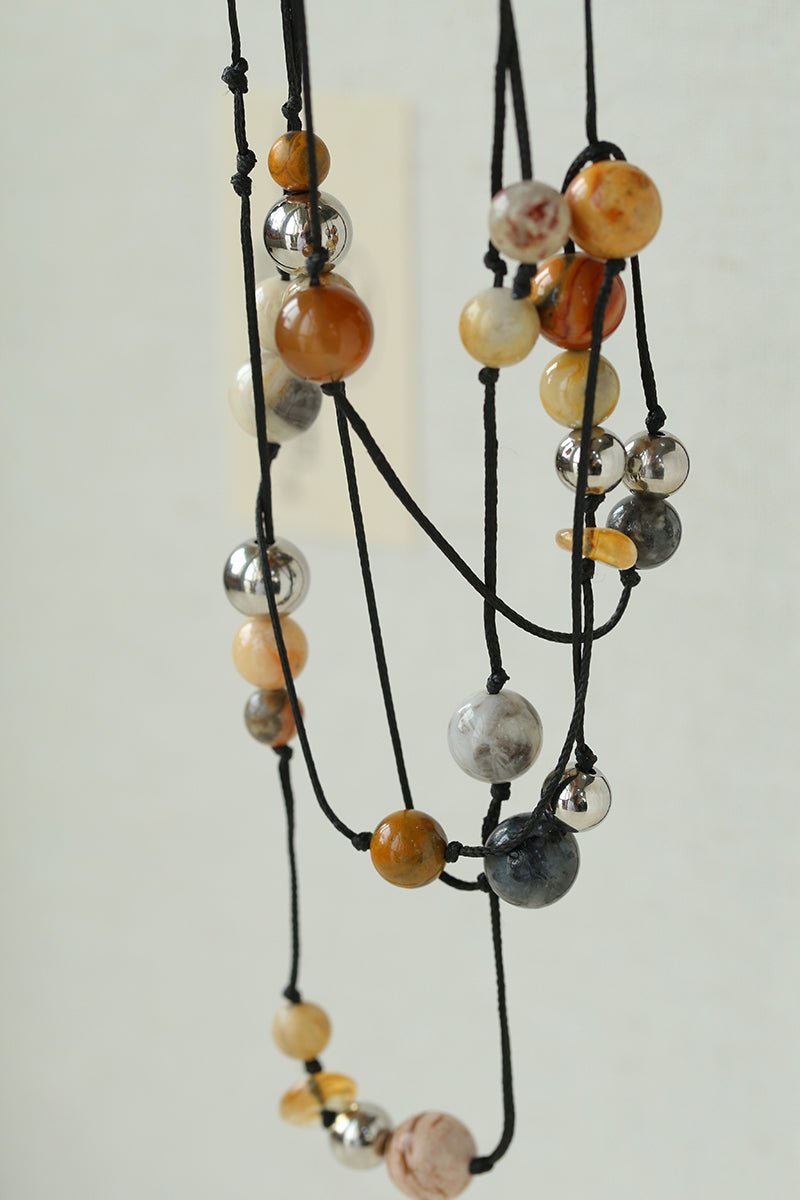 Wandering Stone Long Natural Gemstone Rope Necklace - floysun