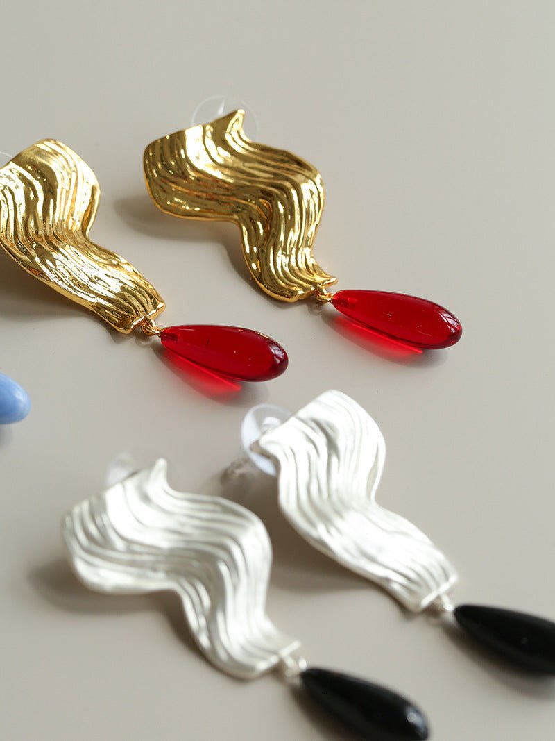 Wave Ripple Agate Drop Earrings - floysun