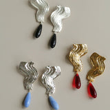 Wave Ripple Agate Drop Earrings - floysun