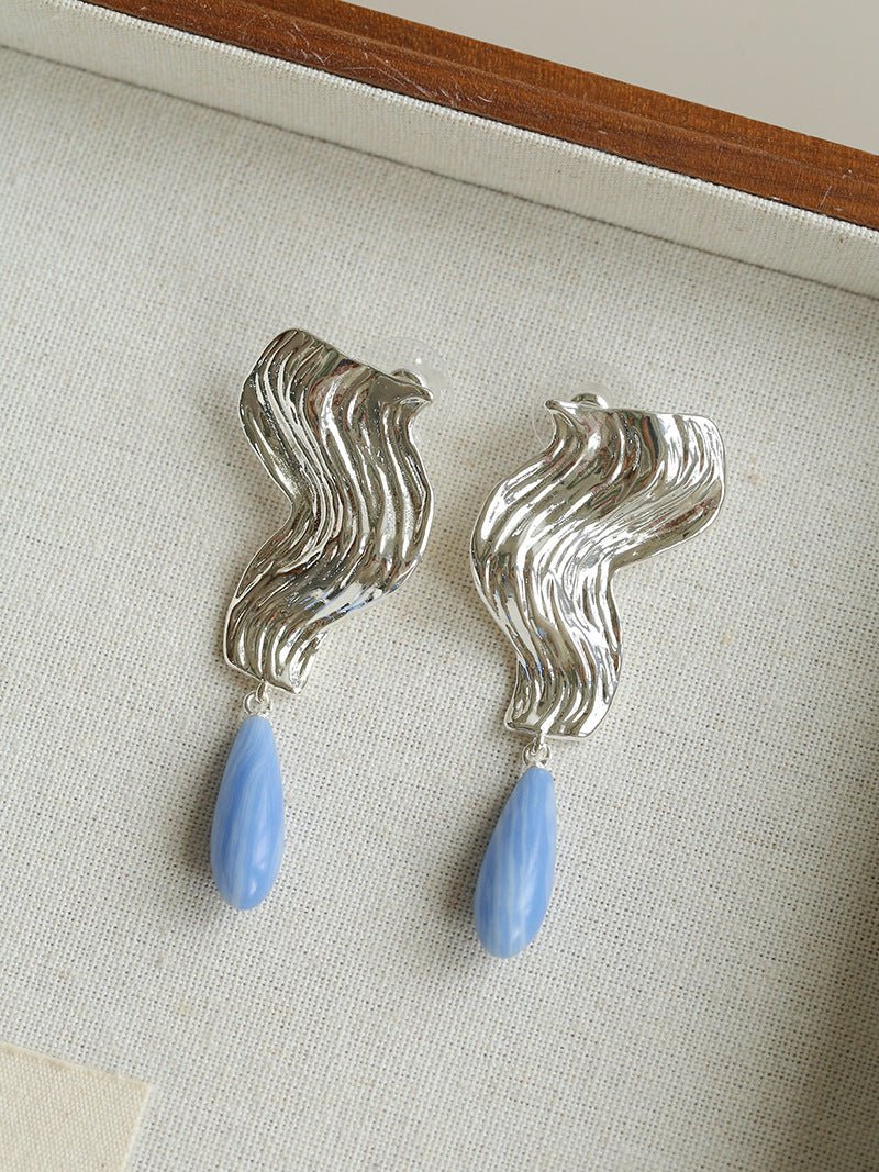 Wave Ripple Agate Drop Earrings - floysun