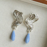 Wave Ripple Agate Drop Earrings - floysun