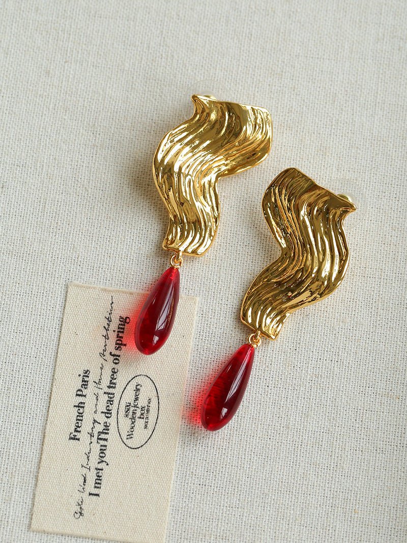 Wave Ripple Agate Drop Earrings - floysun
