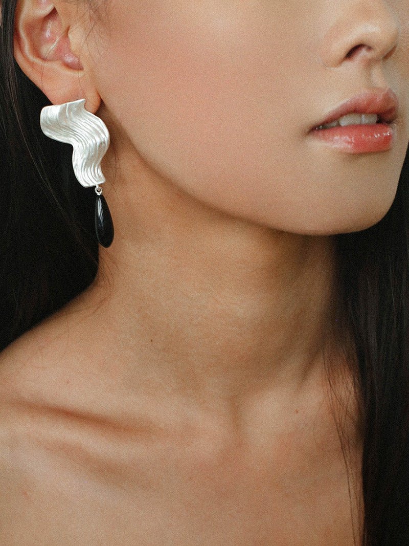 Wave Ripple Agate Drop Earrings - floysun