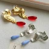 Wave Ripple Agate Drop Earrings - floysun