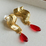 Wave Ripple Agate Drop Earrings - floysun