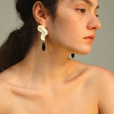 Wave Ripple Agate Drop Earrings - floysun