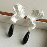 Wave Ripple Agate Drop Earrings - floysun