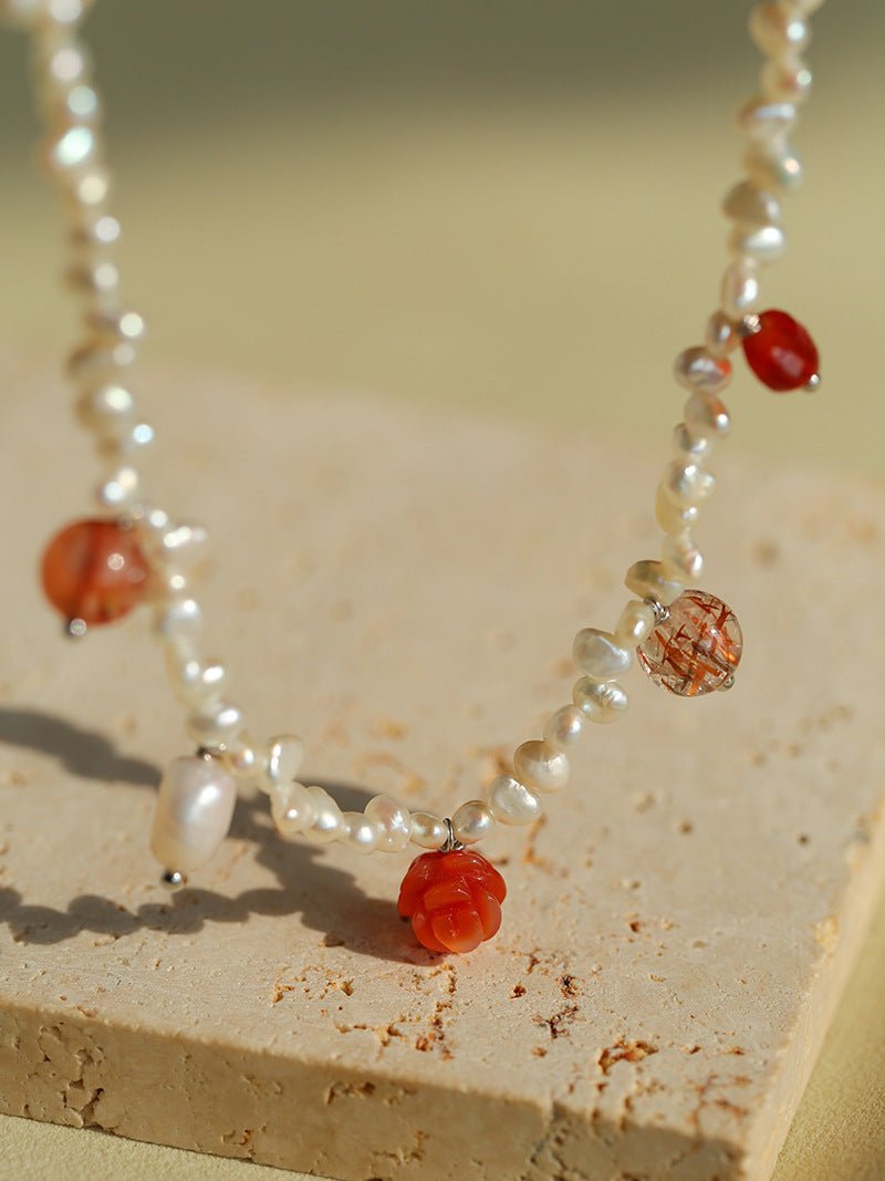 Whimsical Baroque Pearl Charm Necklace - floysun