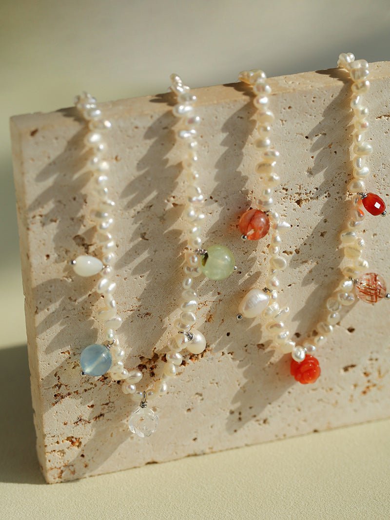 Whimsical Baroque Pearl Charm Necklace - floysun