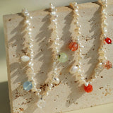 Whimsical Baroque Pearl Charm Necklace - floysun