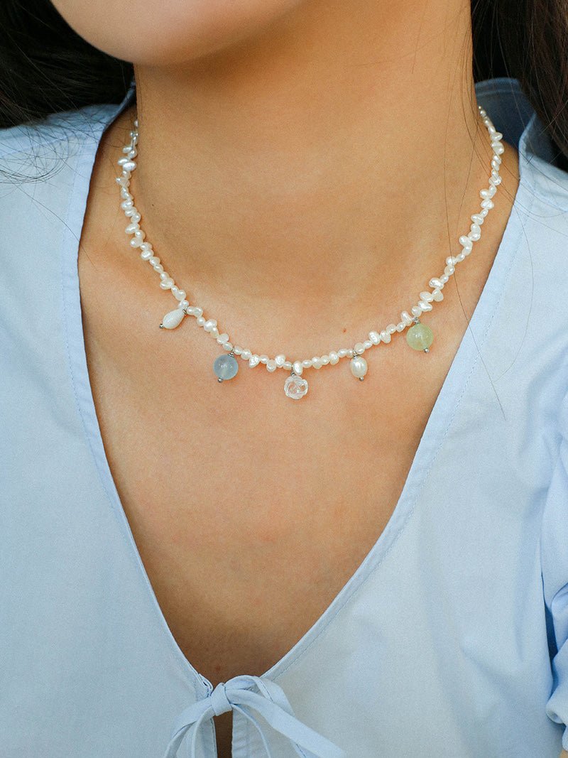 Whimsical Baroque Pearl Charm Necklace - floysun