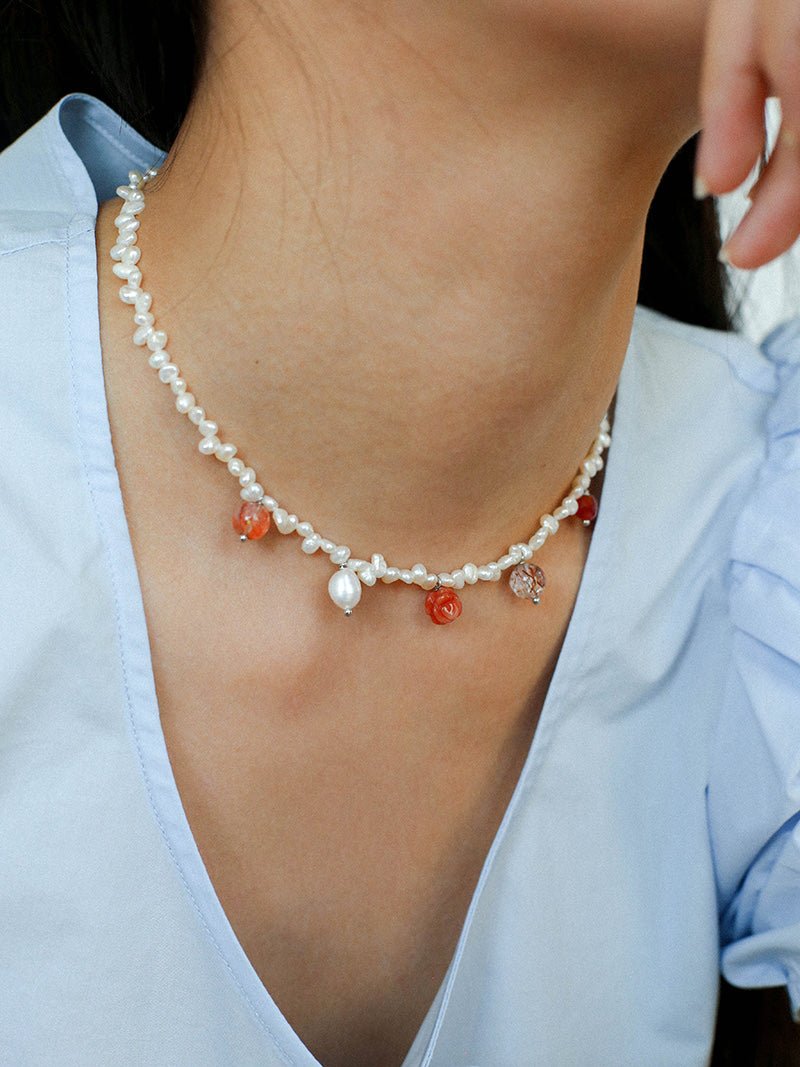 Whimsical Baroque Pearl Charm Necklace - floysun