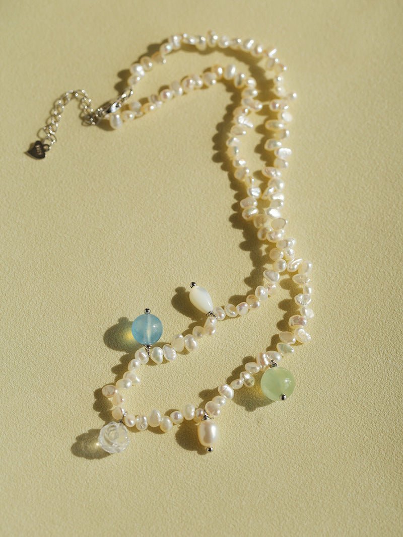 Whimsical Baroque Pearl Charm Necklace - floysun