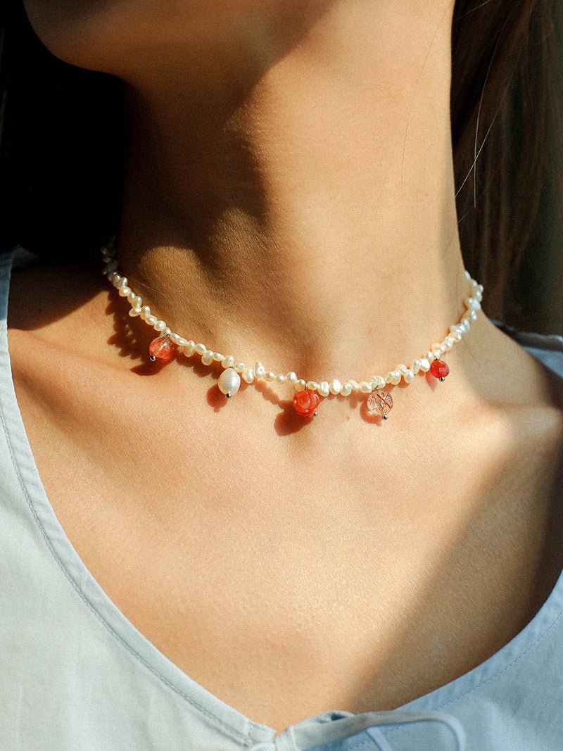 Whimsical Baroque Pearl Charm Necklace - floysun