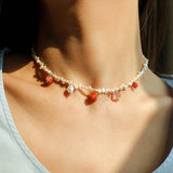 Whimsical Baroque Pearl Charm Necklace - floysun