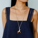 Whimsical Pony Charm Necklace – Adjustable Woven Cord with Glass Bead Tail - floysun