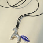 Whimsical Pony Charm Necklace – Adjustable Woven Cord with Glass Bead Tail - floysun