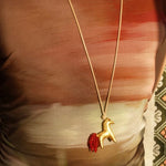 Whimsical Pony Charm Necklace – Adjustable Woven Cord with Glass Bead Tail - floysun