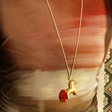 Whimsical Pony Charm Necklace – Adjustable Woven Cord with Glass Bead Tail - floysun