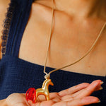 Whimsical Pony Charm Necklace – Adjustable Woven Cord with Glass Bead Tail - floysun