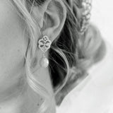 Whisper of Lace Bridal Pearl Earrings - Silver - floysun