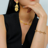 Whisper of Lace Embroidered Floral Bracelet - Gold - floysun
