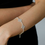 Whisper of Lace Embroidered Floral Bracelet - Silver - floysun