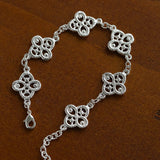 Whisper of Lace Embroidered Floral Bracelet - Silver - floysun