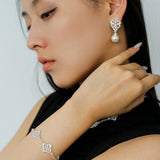 Whisper of Lace Embroidered Floral Bracelet - Silver - floysun